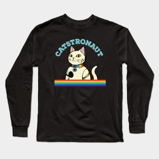 catstronaut cat being serious Long Sleeve T-Shirt